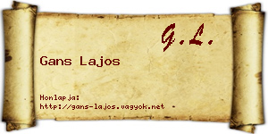 Gans Lajos névjegykártya